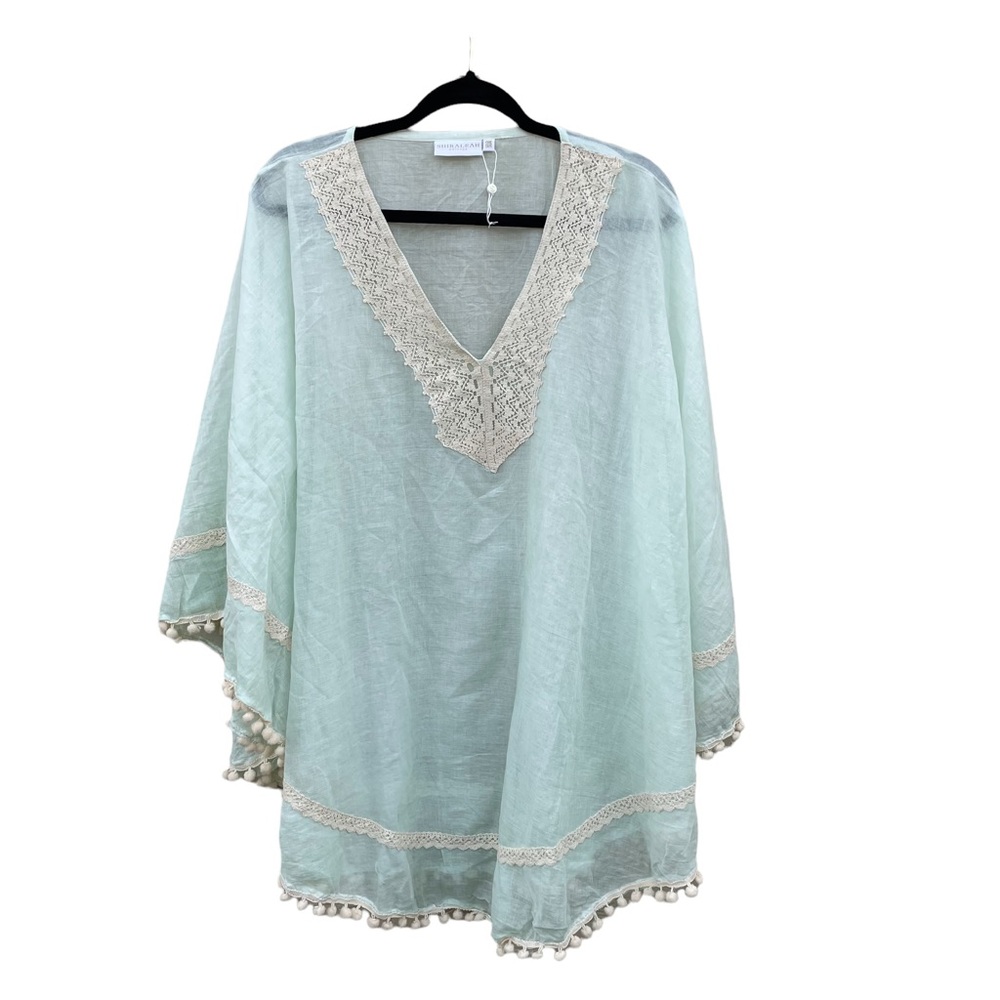 COPY - Shiraleah Chicago ROMI COVER-UP, Teal blue with string tie NWOT, swimwear